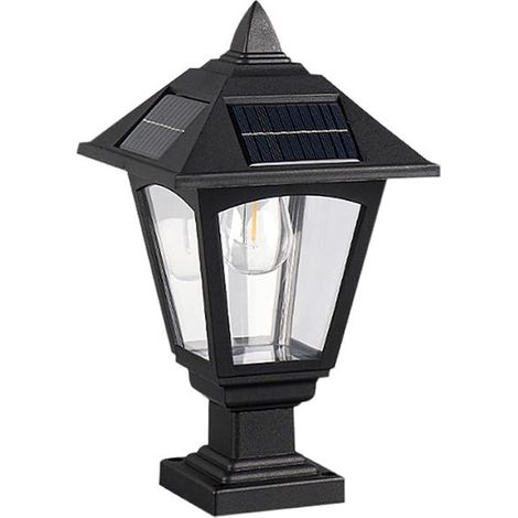 Farolas solares de exterior, aptas para postes de vallas, jardines, terrazas y caminos, con pantalla de cristal. (1/5)