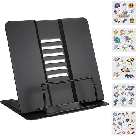 Étagère ouverte, étagère pliante réglable en métal, étagère portable pour livres, tablettes, livres de recettes, porte - Codex, chevalet stand podium (noir (1/4)
