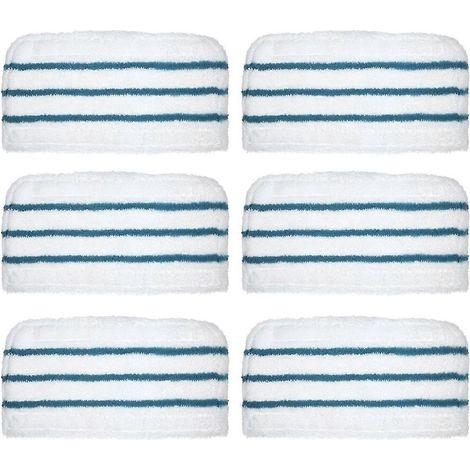 Lot de 6 lingettes de rechange pour balai vapeur lavable, blanches (1/5)