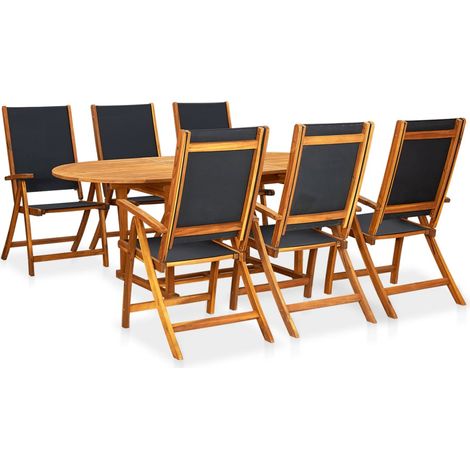 Ensemble Table et Chaise de Jardin 7 pcs - Mobilier à dîner d'extérieur en Bois d'acacia solide BV216468 - BonneVie (1/5)