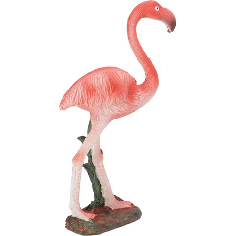 Statue de flamant rose en résine, rose vif réaliste, ornement pour étagère ou bureau. (1/5)