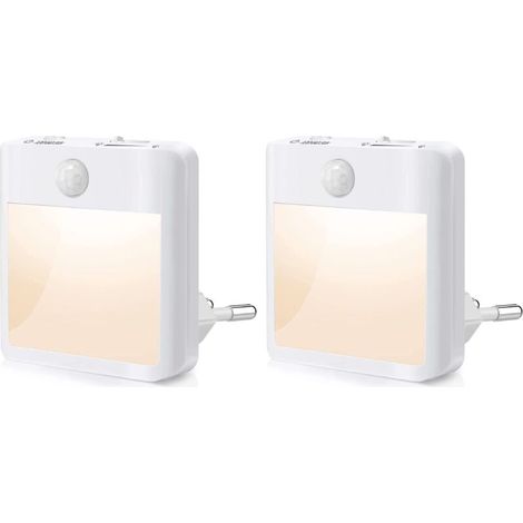 Set mit 2 Nachtlichtern zum Einstecken, Nachtlichter mit Bewegungssensor (EIN/AUTO/AUS), dimmbare LED-Nachtlichter 3500K Warmweiß, Kindernachtlichter für Schlafzimmer, Flur, Treppe, Küche, Wohnzimmer