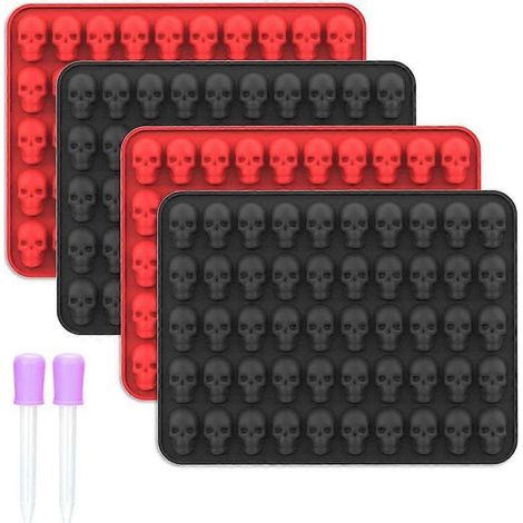 4 moules en silicone crâne pour gâteau, bonbons, chocolat – moule pâtisserie multifonction, idéal pour desserts, DIY et décorations. (1/4)