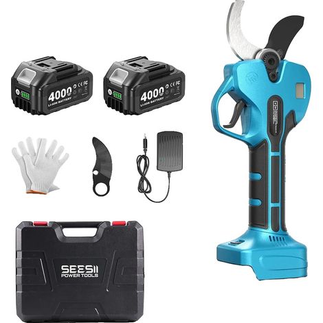 Tijeras de podar eléctricas, motor sin escobillas, alta eficiencia, con 2 baterías de 4,0 Ah. (1/2)