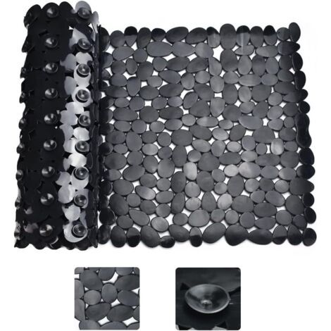 Tapis de Douche Antidérapant Noir Rectangle Tapis de Baignoire Antidérapant Anti Moisissure Tapis de Bain Antidérapant pour Baignoire Tapis de Douche Ventouse pour Salle de Bain, 88  40cm