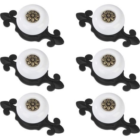 Round Door Knobs Vintage Drawer Knobs Drawer Handles with Screws for Wardrobe Office Bedside Table Bookcase Furniture 6 Pieces Black and White (1/5)