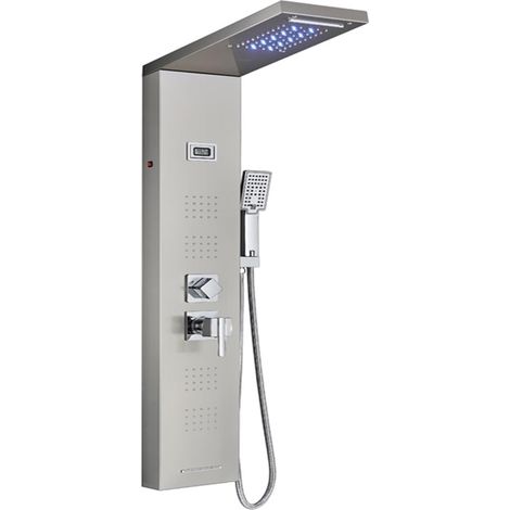 Ensemble de douche mitigeur thermostatique intelli Panneau de douche à lumière LED, ensemble de robinet de douche à affichage numérique cascade pluie, système de douche mitigeur de colonne de salle de (1/5)