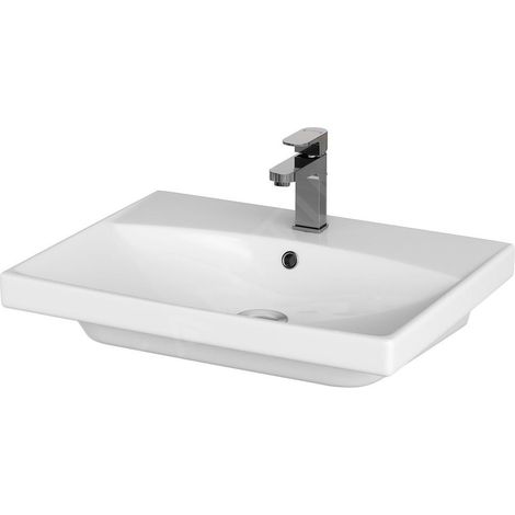 Cersanit City - Lavabo 60x45 cm, avec trop-plein, trou pour robinetterie, blanc K35-006 (1/4)