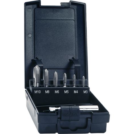Set di punte per filettare DIN 3126 M3-M10, 7 pezzi, HSSG, scatola di plastica