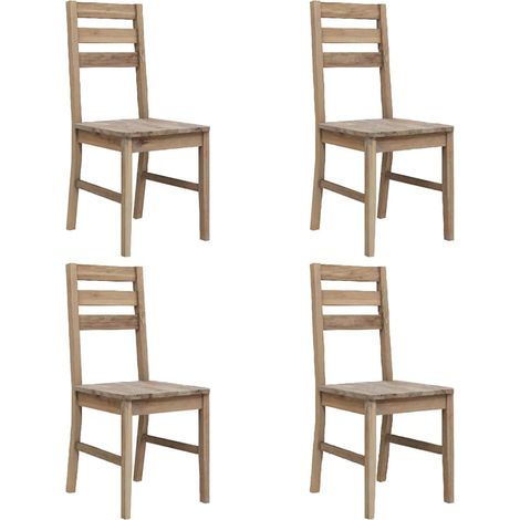 Lot de 4 Chaises de salle à manger - Chaises de cuisine bois d'acacia massif (1/5)