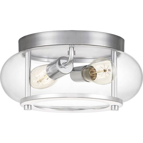 Plafoniera lampada da soffitto bagno IP44 acciaio cromato vetro trasparente 2 luci (1/5)