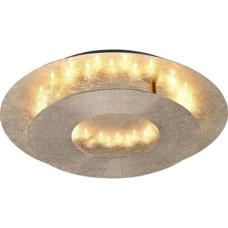 Plafonnier lampe de salon lampe de salle à manger lampe de chambre lampe de couloir, métal feuille d'or design, anneau lumineux tournant, LED 6W 760Lm 3000K blanc chaud, L 34 cm