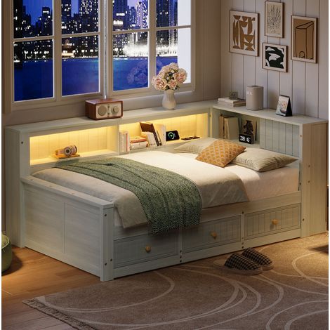 letto contenitore 90x200 con cassetti LED grigio OKMYHOME (1/5)