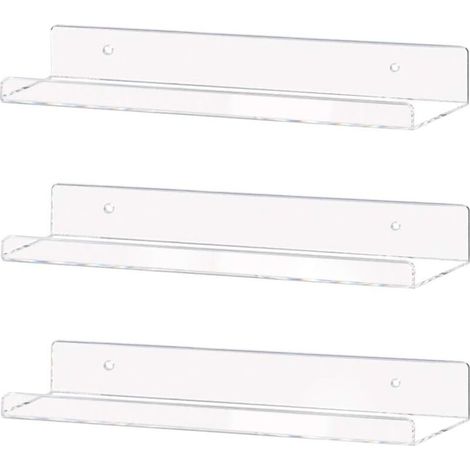 Unsichtbares, schwebendes Wandregal aus transparentem Acryl, 38 cm, Wandregal für Kinderbücher (3er-Set) (1/4)