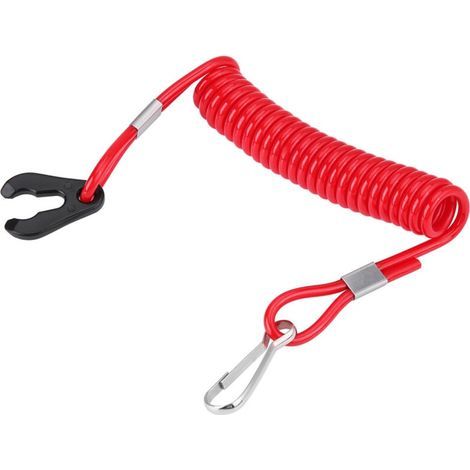 Outboard engine stop switch key, heavy-duty and wear-resistant stretchable red plastic engine stop lanyard for motorboats (1/5)