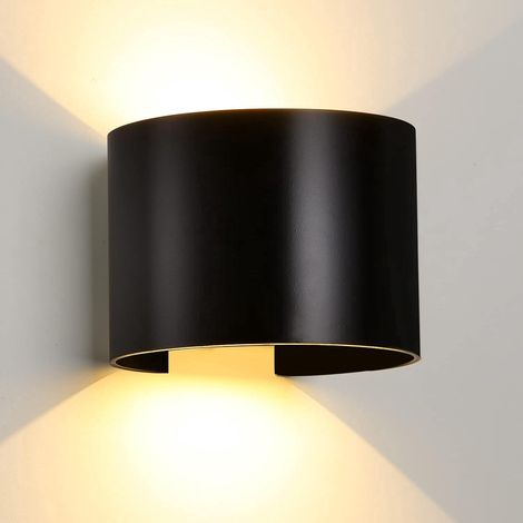Applique murale LED intérieure 10 W, applique murale extérieure étanche IP65, applique murale moderne en aluminium, orientable vers le haut et vers le bas, blanc chaud 3000 K [Noir] (1/5)
