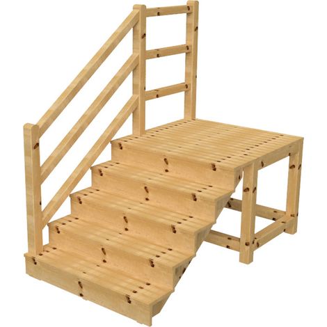 MILANO Außentreppe 5 geschlossene Stufen H88 cm - Podest L116 x B120 cm - Treppengeländer links - Podestgeländer links