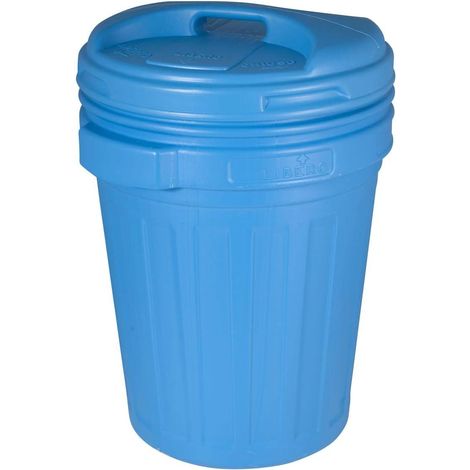 BIDONE CON COPERCHIO A VITE LT.70  lt.70 colore blu, cm.50x68h.