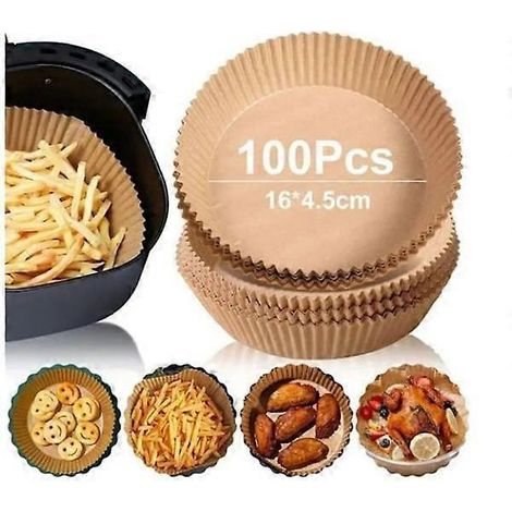 Lot de 100 doublures en papier sulfurisé jetables pour friteuses à air, de forme ronde.-AquaForge (1/3)