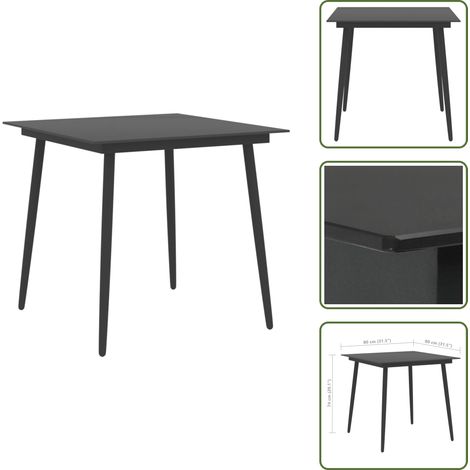 Tavolo da pranzo in acciaio - vidaXL Tavolo da Giardino Nero 80x80x74 cm in Acciaio e Vetro - Tavolo da giardino nero