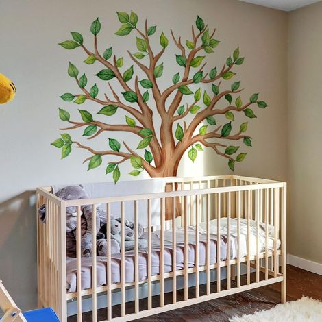 Stickers Muraux Grand Arbre Autocollant Mural Plantes Vertes XXL Deco Stickers Salon Salle de Bain Chambre Enfants Bébé Décoration (1/5)