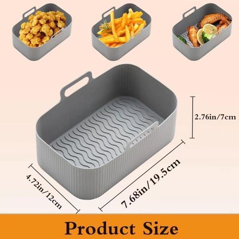 Panier Friteuse Air Fryer Accessoires-2 Pcs Moule Air Fryer Réutilisable Accessoire Air Fryer Plat Pour Air Fryer Antiadhésive Air Fryer Double Compartiment Pour Air Fryer Moule Pour Air Fryer(,de DEB (1/4)