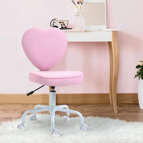 CHICFURN Silla de oficina 40x50x89 cm rosa de tela, respaldo de corazón, altura ajustable (1/5)
