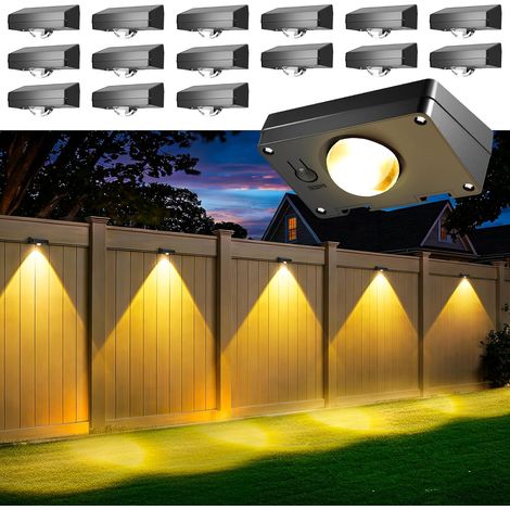 Lot de 16 lampes solaires pour clôture – RGB multicolores, étanches – Idéales pour mur, jardin, terrasse, escaliers, porche et piscine – Décoration extérieure (1/5)