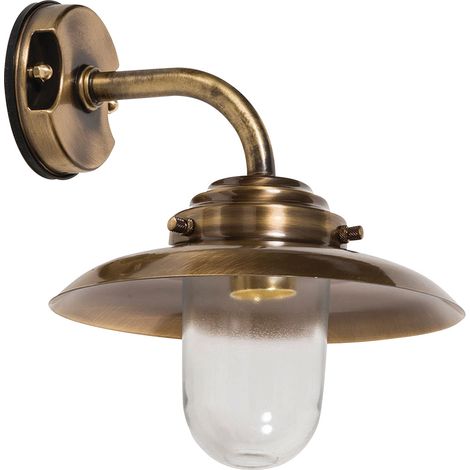 Wandleuchte außen Messing antik IP64 Maritim E27 Außenlampe Garten Haus Terrasse Hof Balkon