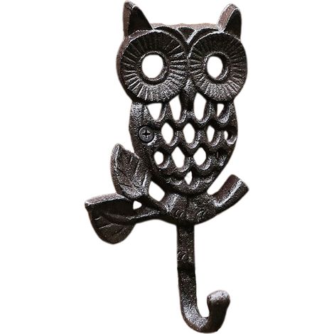Crochet mural en fonte à motif hibou - Modèle Slim Owl Hook 8789 - Lot de 1 - Design retro pour déco et rangement (1/5)