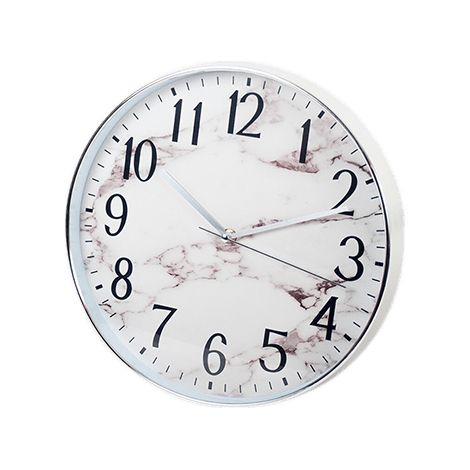 Reloj de pared interior diseño marmol 30 cm  Plateado
