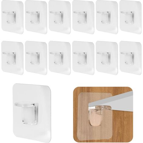 12 Pièces Supports d'étagères Autocollants, Taquet Etagere Acrylique, 6x6cm Chevilles de Support d'Étagère Autocollante Transparent (1/5)