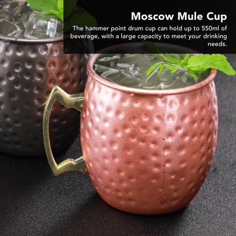 Kreatives Moscow Mule Cocktailglas aus gehämmertem Edelstahl, trommelförmig, 550 ml (1/5)