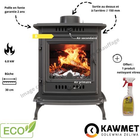 Poêle à bois en fonte 6.8 kW P10 ECO KAWMET (1/5)