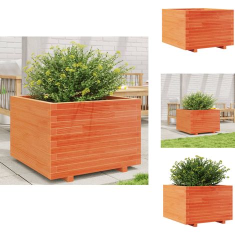 Jardinière cire marron 70x70x49,5 cm bois de pin massif - Jardinier - Pot De Fleurs - Bac À Fleurs - Extérieur - Terrasse (1/5)