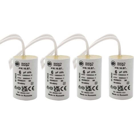 Store Menuiserie – Pack de 4 condensateurs 6 µF – Durée de vie 10 000 heures – Voltage 425V à 475V – Connecteurs pour moteur de volet roulant Bubendorff (1/4)