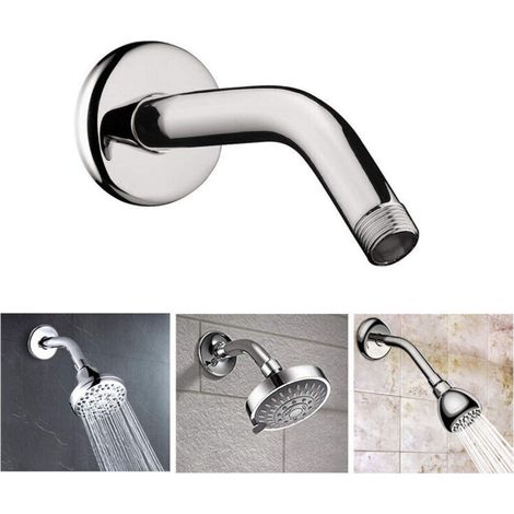 Bras de douche professionnel en acier inoxydable chromé, longueur de 12,8 cm, avec coude mural pour la fixation de la douche.