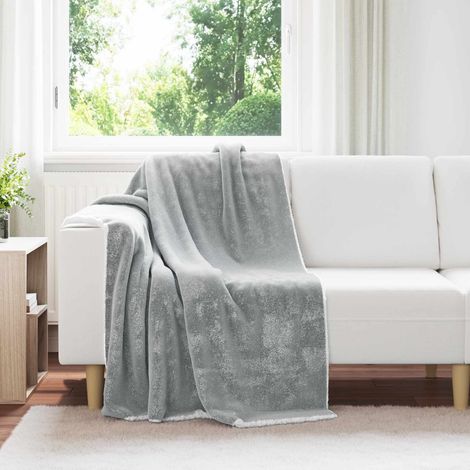 Überwurfdecke Grau 130 x 150 cm Fleece