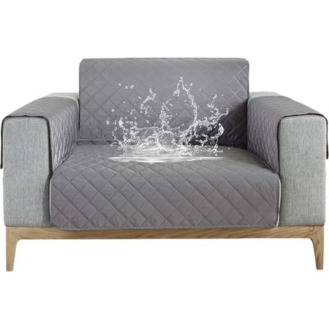 Housse de Canapé Imperméable Revêtement de Canapé Protege Canape avec Accoudoirs (Gris, 1 Place) (1/5)