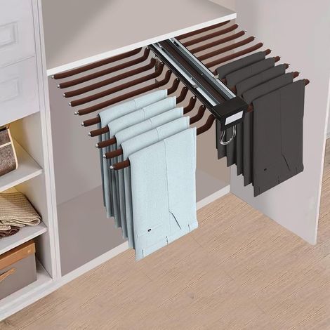 Porte Pantalon Coulissant à 22 Tiges Extensible Antidérapant Cintres Porte Pantalon Dressing économise De l'espace,pour Armoire, Buanderie, Zone De Stockage (1/5)