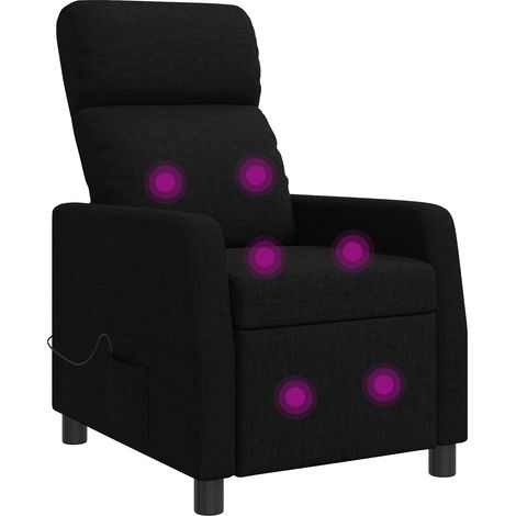 Massage Recliner Black Fabric vidaXL (1/5)