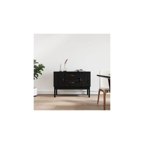 Buffet Noir 110x40x78 Bois massif de pin (1/5)