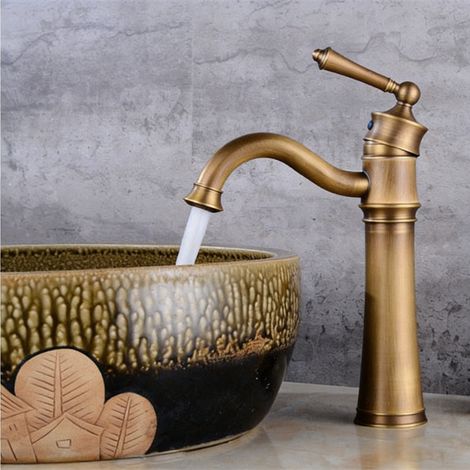 Rubinetto per lavabo retrò, rubinetto girevole per bagno, miscelatore per lavabo in ottone, miscelatore per bagno con nuova valvola in ceramica, oro A
