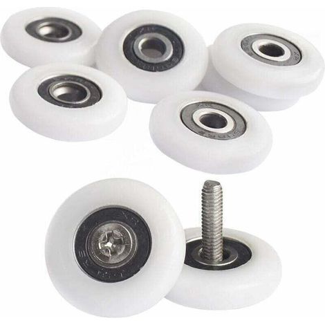 Set mit 8 Duschtürrollen – 25-mm-Rollen – Duschkabinenrollen – mit Schrauben (1/4)