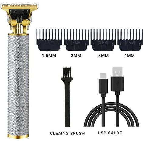 Tondeuse à cheveux sans fil, tondeuse à barbe électrique avec lame en T, kit de coupe et rasage pour homme, 3 pièces, précision zéro écart. (1/5)