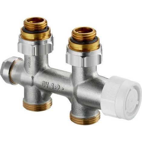 Oventrop Multiblock T Anschlussblock 1184033 für 1 und 2-Rohr, Messing, Durchgangsform