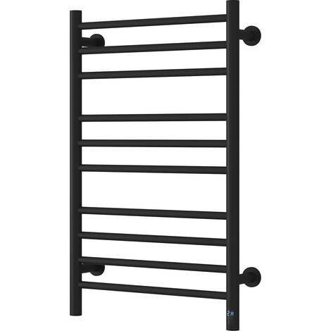 Reina Arnage Dry Electric Heated Towel Rail 800mm H x 500mm W - Matt Black (1/4)