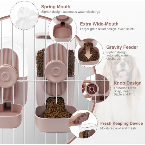 Distributeur de nourriture et d'eau pour cage, gamelle automatique pour chat, lapin et petit chien, bol suspendu, pratique et hygiénique