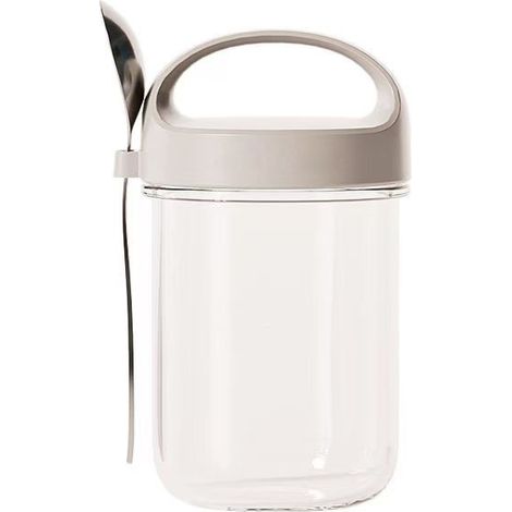 Pot à yaourt nomade – pot à muesli – verre résistant – Gris (1/4)
