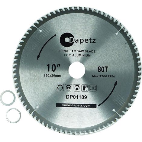 Dapetz ® TCT Circular Wood Fine Cut Saw Blade 250mm x 30mm Bore 80 Teeth, 22.2mm Rings Mitre Hardened Tempered Fits A Multitude of Circular Saws (1/5)